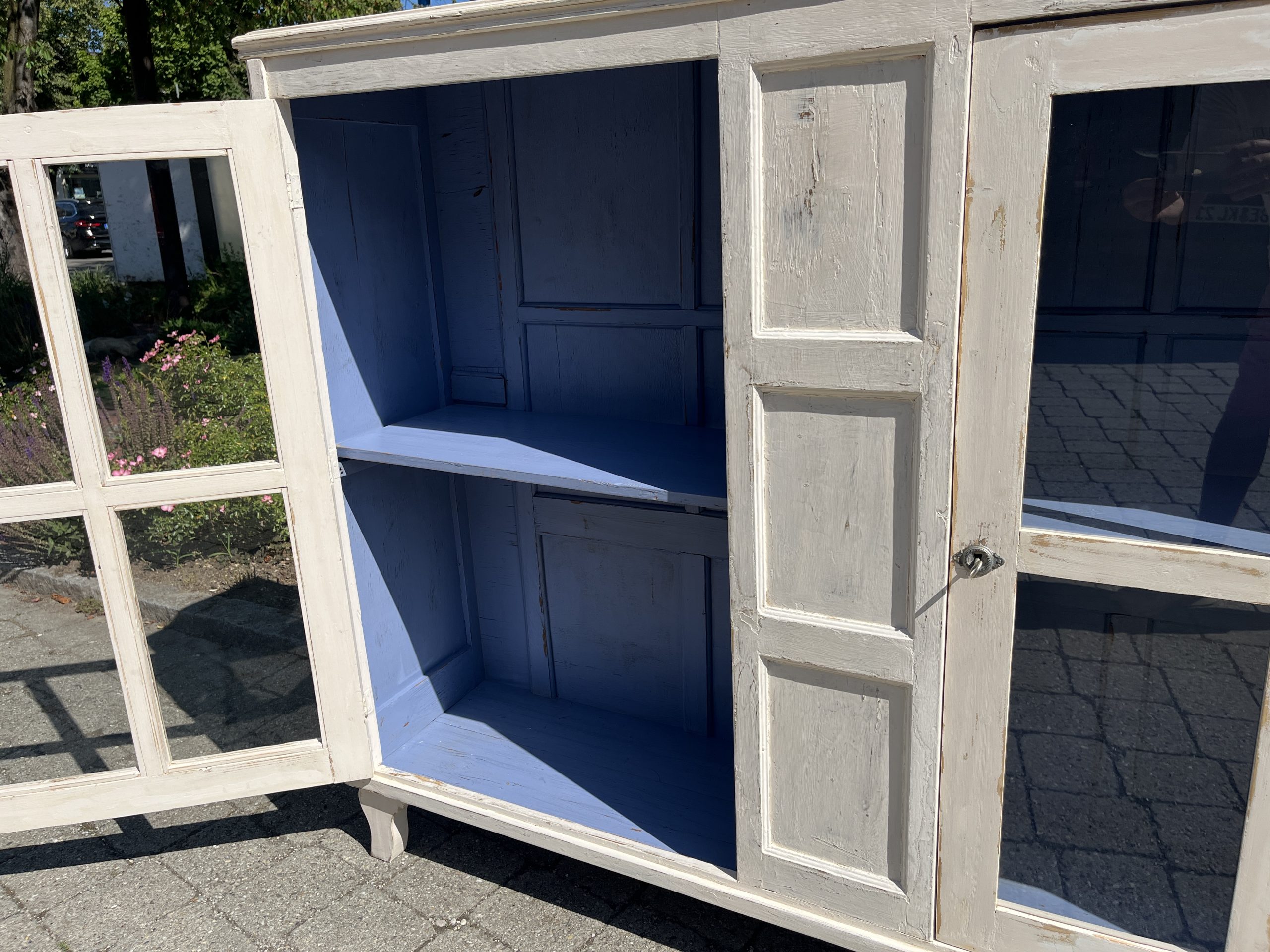 antiker Schrank, Vitrine, Jugendstil, Tellerschrank, Küchenschrank, Bücherschrank – Bild 4