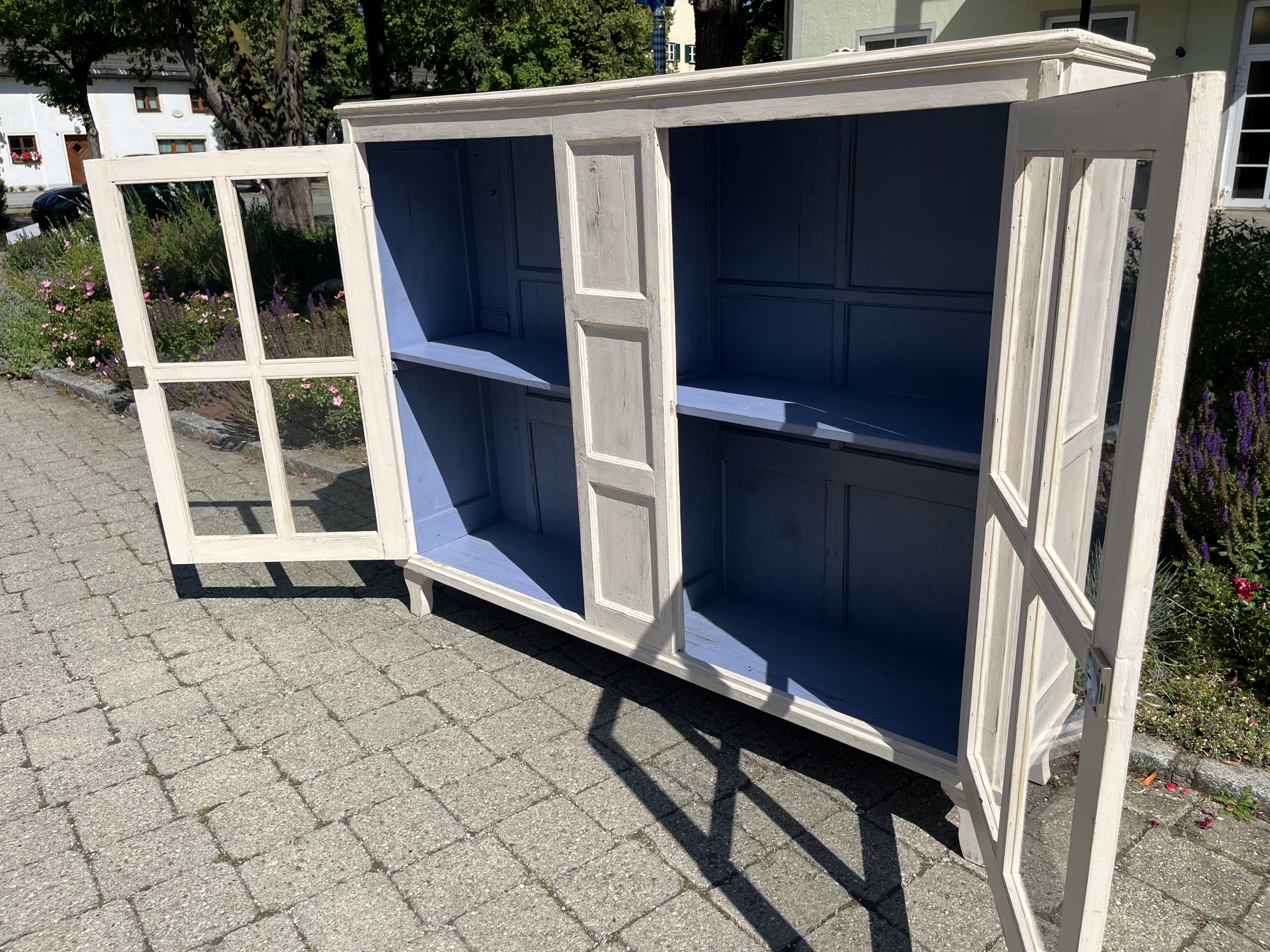 antiker Schrank, Vitrine, Jugendstil, Tellerschrank, Küchenschrank, Bücherschrank – Bild 6