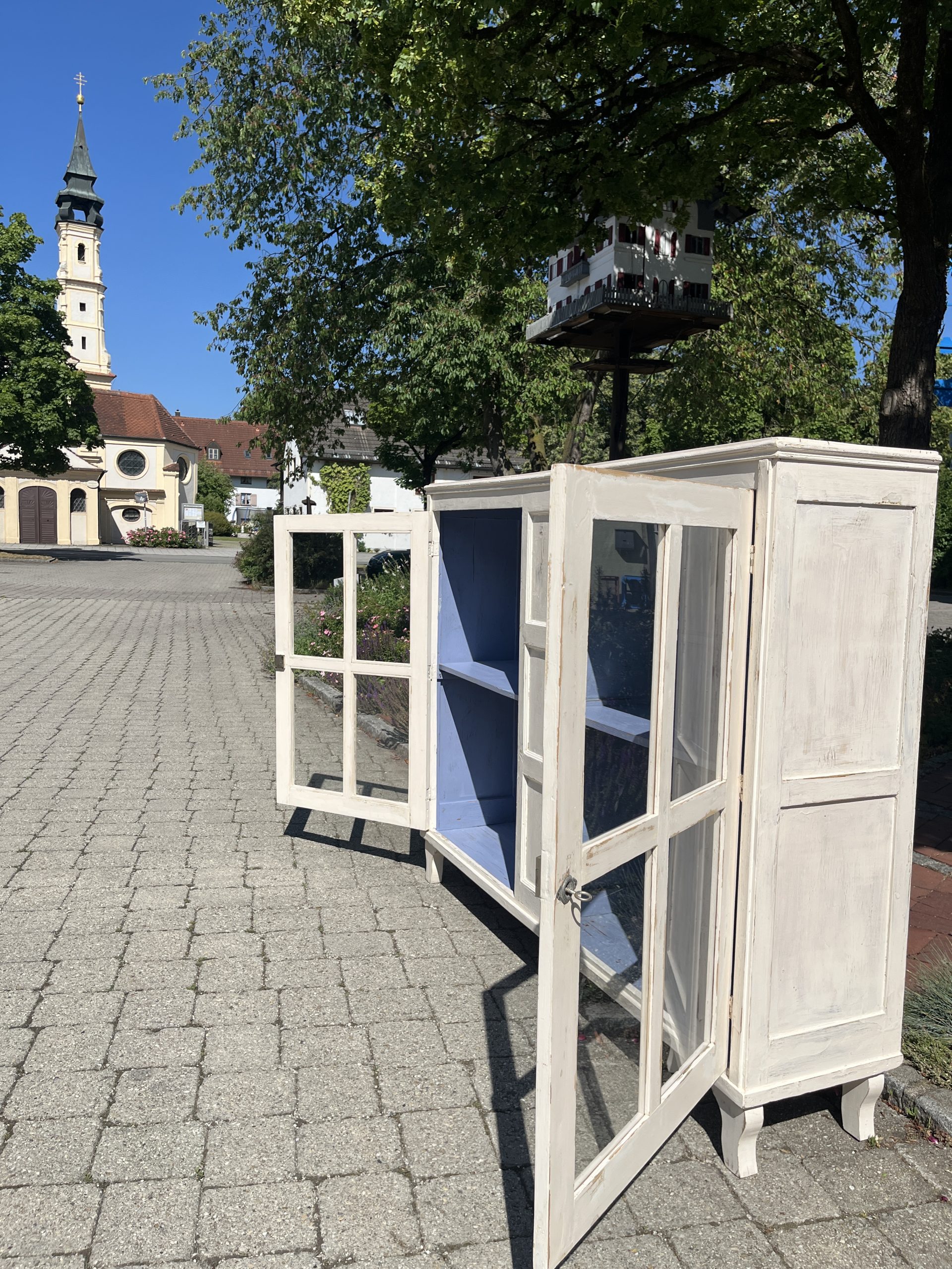 antiker Schrank, Vitrine, Jugendstil, Tellerschrank, Küchenschrank, Bücherschrank – Bild 7