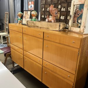 Sideboard, Highboard, Kommode, Schrank, Mid Century, Designkommode, Kirschbaum, 1960er Jahre