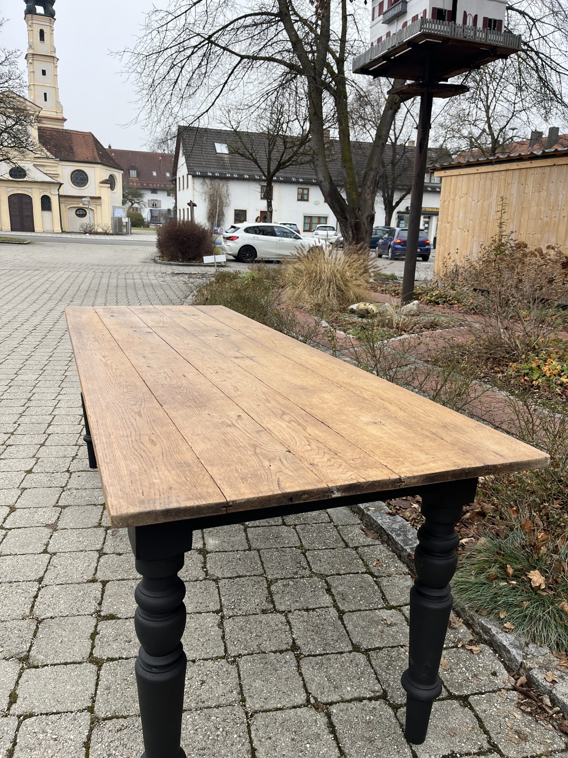 antiker Esstisch, Tisch, Klostertisch, Wirtshaustisch, Tafel, Landhaustisch, Eiche, 227 x 80 cm – Bild 3