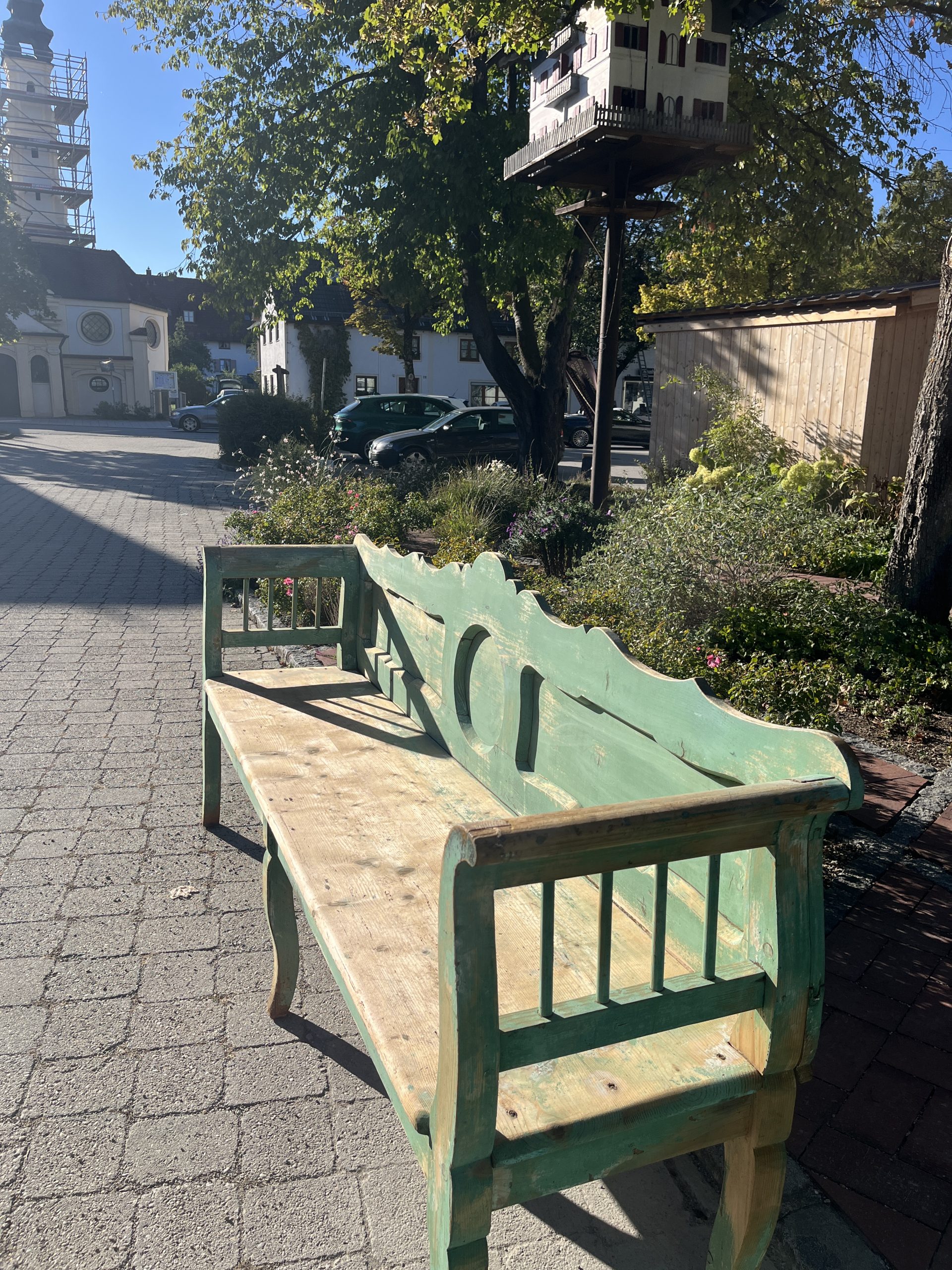 Antike Bank, Sitzbank, Holzbank, Jugendstil – Bild 2