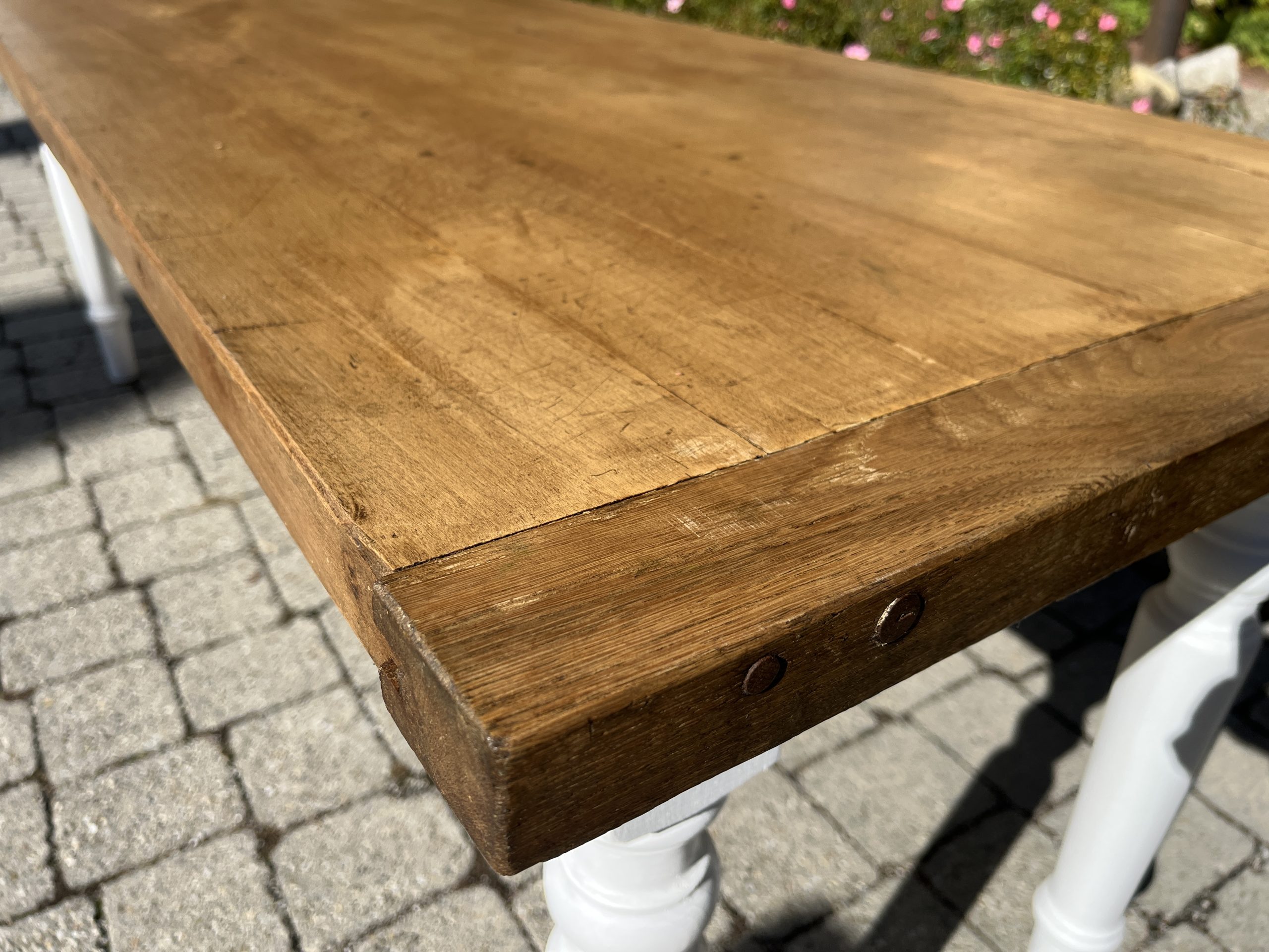 antiker Esstisch, Tisch, Gesindetisch, Wirtshaustisch, Landhaustisch 222 x 76 cm – Bild 3