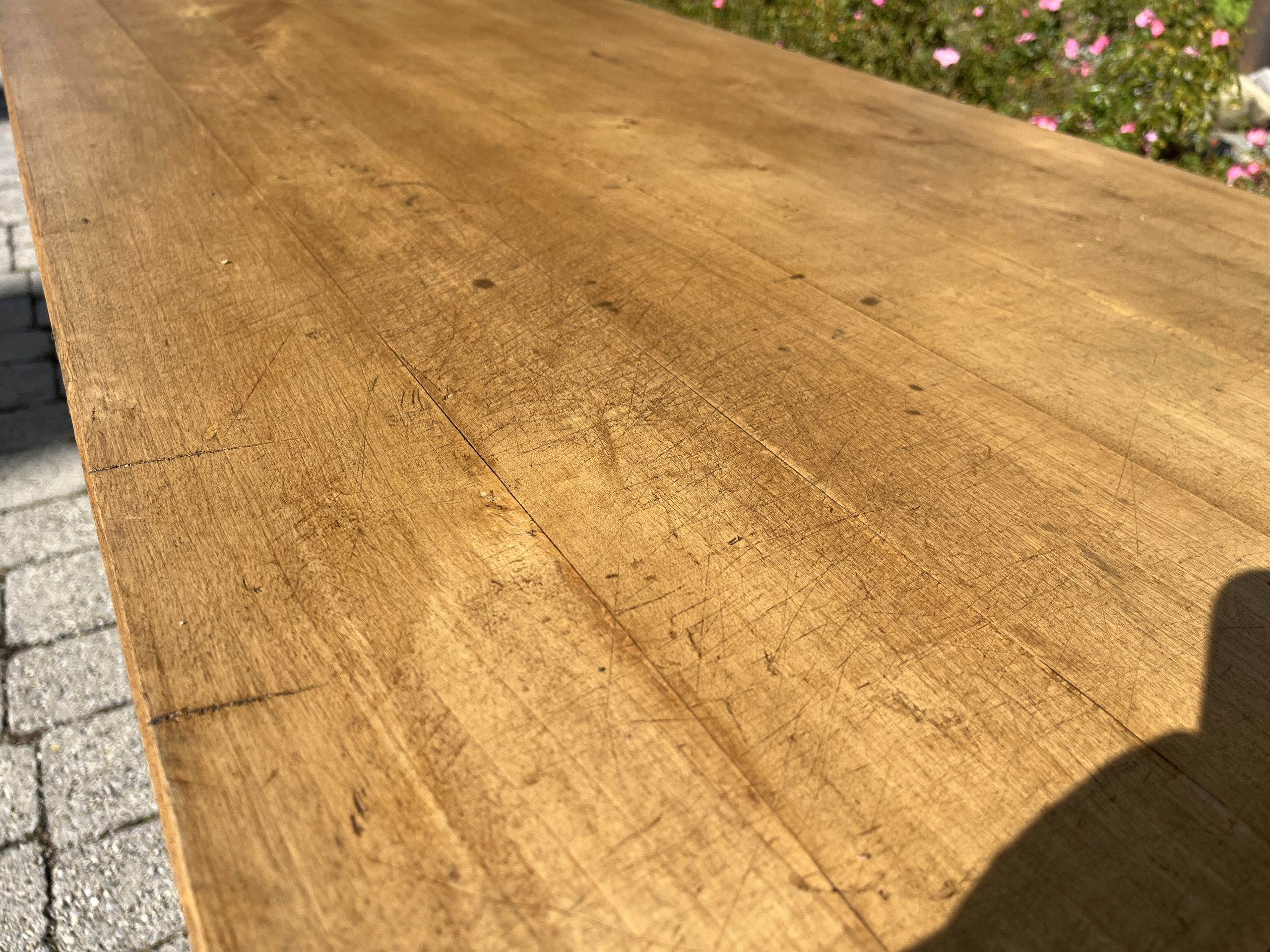 antiker Esstisch, Tisch, Gesindetisch, Wirtshaustisch, Landhaustisch 222 x 76 cm – Bild 5